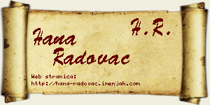 Hana Radovac vizit kartica